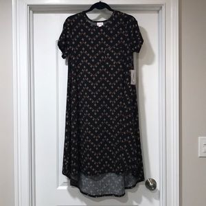 LuLaRoe Carly Dress Black w/Brown and White Print